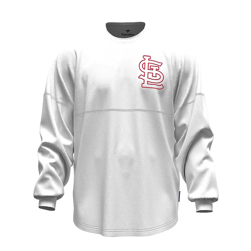 Women's Fanatics White St. Louis Cardinals Baseball Stitch Spirit Jersey Long Sleeve T-Shirt