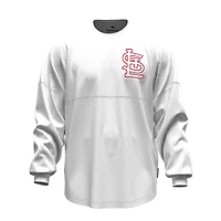 Women's Fanatics White St. Louis Cardinals Baseball Stitch Spirit Jersey Long Sleeve T-Shirt