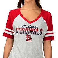 Women's G-III 4Her by Carl Banks Heather Gray St. Louis Cardinals Goal Line Raglan V-Neck T-Shirt