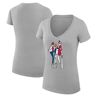 Women's G-III 4Her by Carl Banks Heather Gray St. Louis Cardinals Super-Slim Fit Lightweight Baseball V-Neck T-Shirt