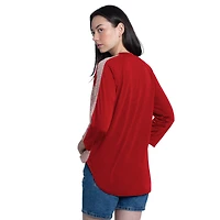 T-shirt d'entraînement de vitesse G-III 4Her pour femmes par Carl Banks, rouge/rouge chiné, St. Louis Cardinals, manches 3/4, col en V orné strass