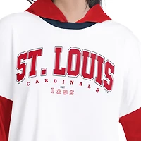 Women's G-III 4Her by Carl Banks  White/Red St. Louis Cardinals Key Player Oversized Hooded Long Sleeve T-Shirt