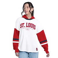 Women's G-III 4Her by Carl Banks  White/Red St. Louis Cardinals Key Player Oversized Hooded Long Sleeve T-Shirt