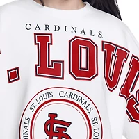 Women's G-III 4Her by Carl Banks White St. Louis Cardinals Bleachers Cropped Pullover Sweatshirt