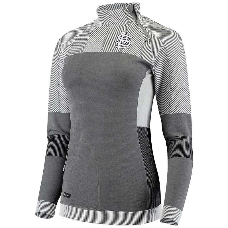 Women's Levelwear Gray St. Louis Cardinals Verse Asymmetrical Raglan Tri-Blend Quarter-Zip Jacket