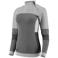 Women's Levelwear Gray St. Louis Cardinals Verse Asymmetrical Raglan Tri-Blend Quarter-Zip Jacket