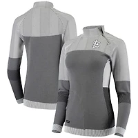 Women's Levelwear Gray St. Louis Cardinals Verse Asymmetrical Raglan Tri-Blend Quarter-Zip Jacket