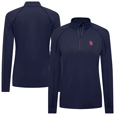 Women's Levelwear Navy St. Louis Cardinals Kinetic Insignia 2.0 Raglan Quarter-Zip Top