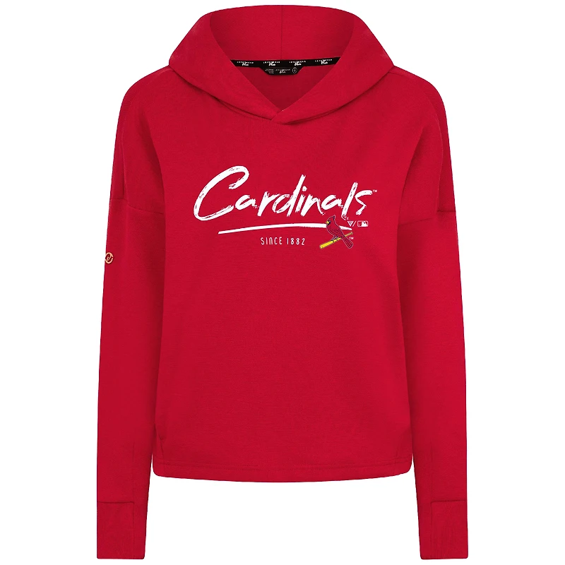 Women's Levelwear Red St. Louis Cardinals Accolade Sweet Express Cropped Tri-Blend Pullover Hoodie