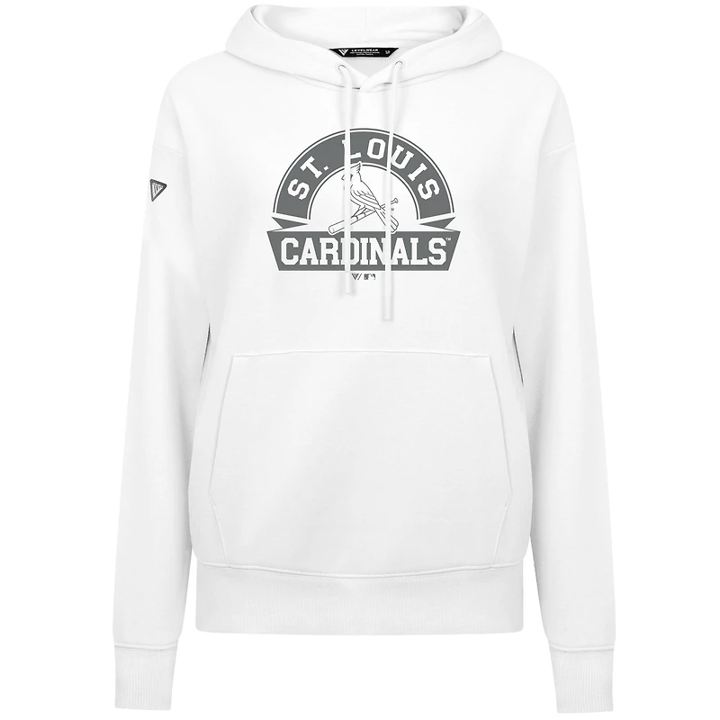 Women's Levelwear White St. Louis Cardinals Adorn Banner Arch Pullover Hoodie