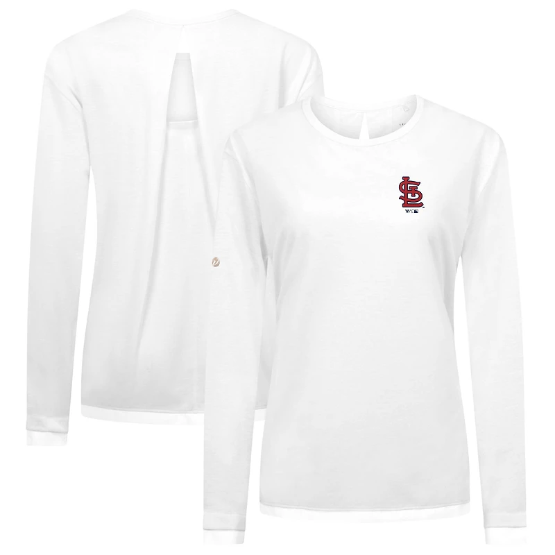 Women's Levelwear White St. Louis Cardinals Sequoia Primary Logo Long Sleeve T-Shirt