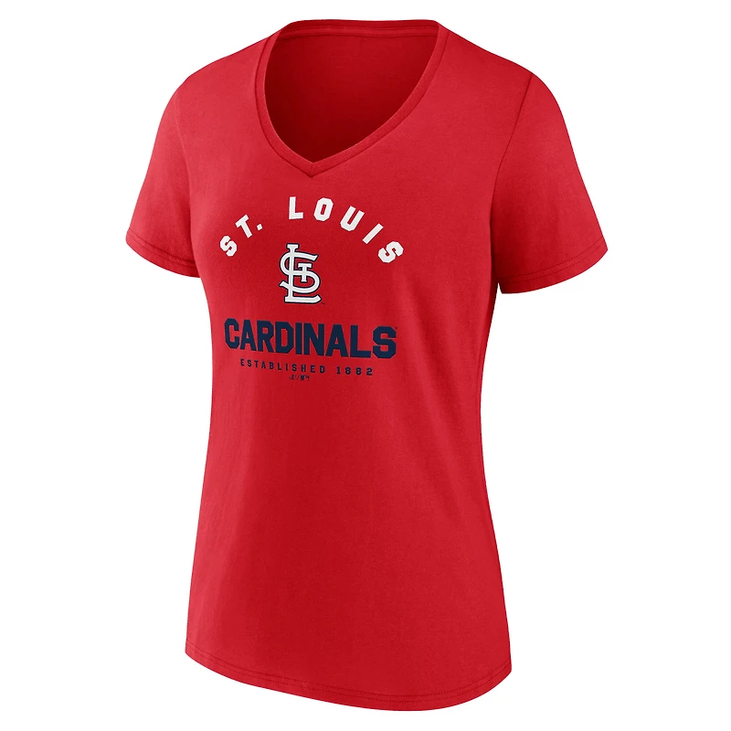 Women's Logo Athletic Red St. Louis Cardinals Unrivaled V-Neck T-Shirt
