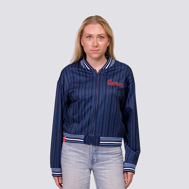 Women's Lusso Navy St. Louis Cardinals Genni Cropped Full-Zip Jacket