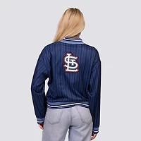 Women's Lusso Navy St. Louis Cardinals Genni Cropped Full-Zip Jacket