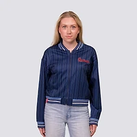 Women's Lusso Navy St. Louis Cardinals Genni Cropped Full-Zip Jacket