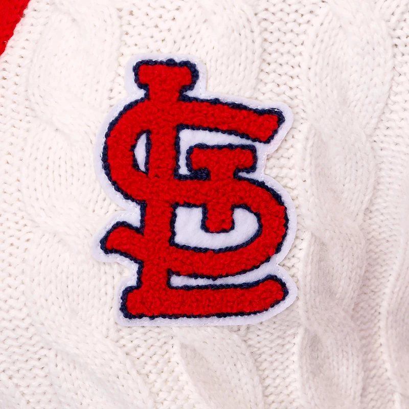 Women's Lusso Red/White St. Louis Cardinals Shyla Knit V-Neck Full-Zip Sweater