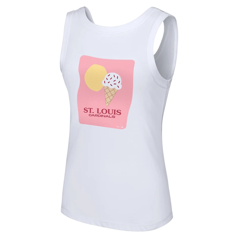 Women's Lusso Style White St. Louis Cardinals Lindy Tank Top