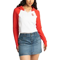 Chandail à capuchon court en trois mélanges avec fermeture glissière pour femme Jane Lusso White St. Louis Cardinals Raglan