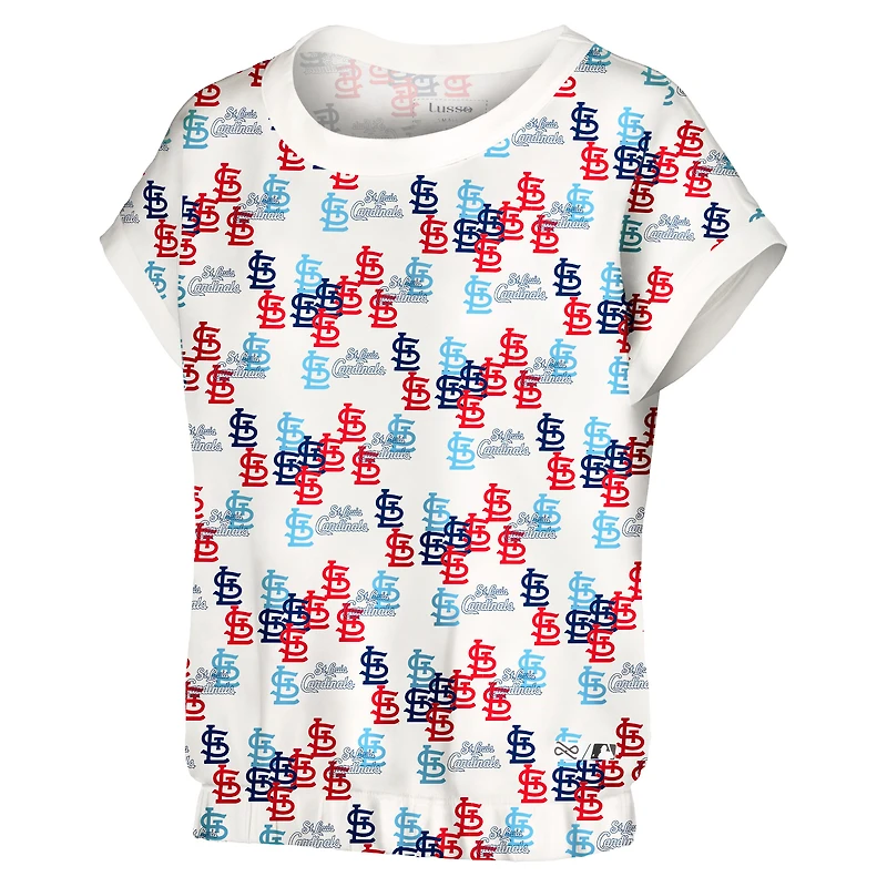 Women's Lusso White St. Louis Cardinals Madge Dolman Tri-Blend T-Shirt