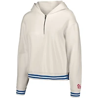 Chandail à capuchon trois quarts et zip en mélange Magnolia Lusso White Cardinals de Saint-Louis pour femme