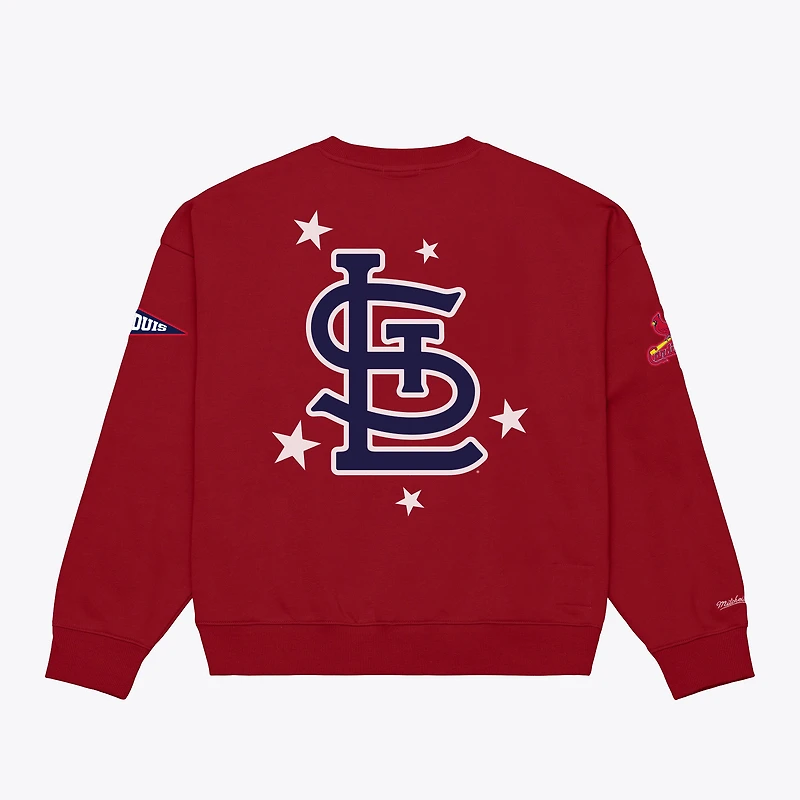 Women's Mitchell & Ness  Red St. Louis Cardinals Pep Rally Sweatshirt