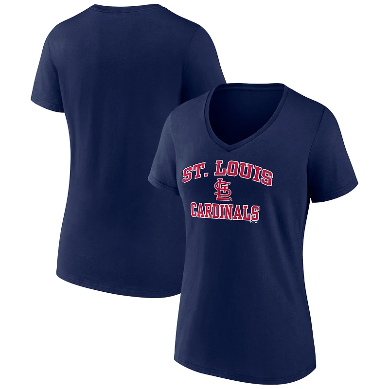 Women's Navy St. Louis Cardinals Heart & Soul V-Neck T-Shirt