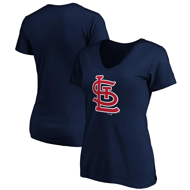 T-shirt à col en V pour femme, bleu marine