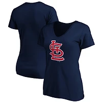 T-shirt à col en V pour femme, bleu marine