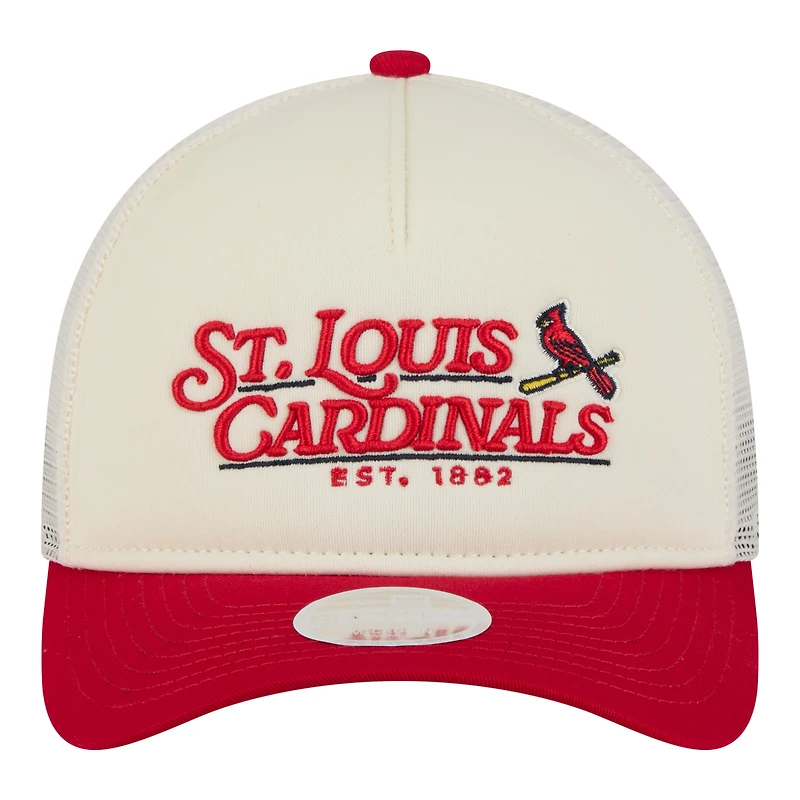 Casquette trucker ajustable New Era pour femme, beige clair/rouge, St. Louis Cardinals Retro 9FORTY M-Crown A-Frame