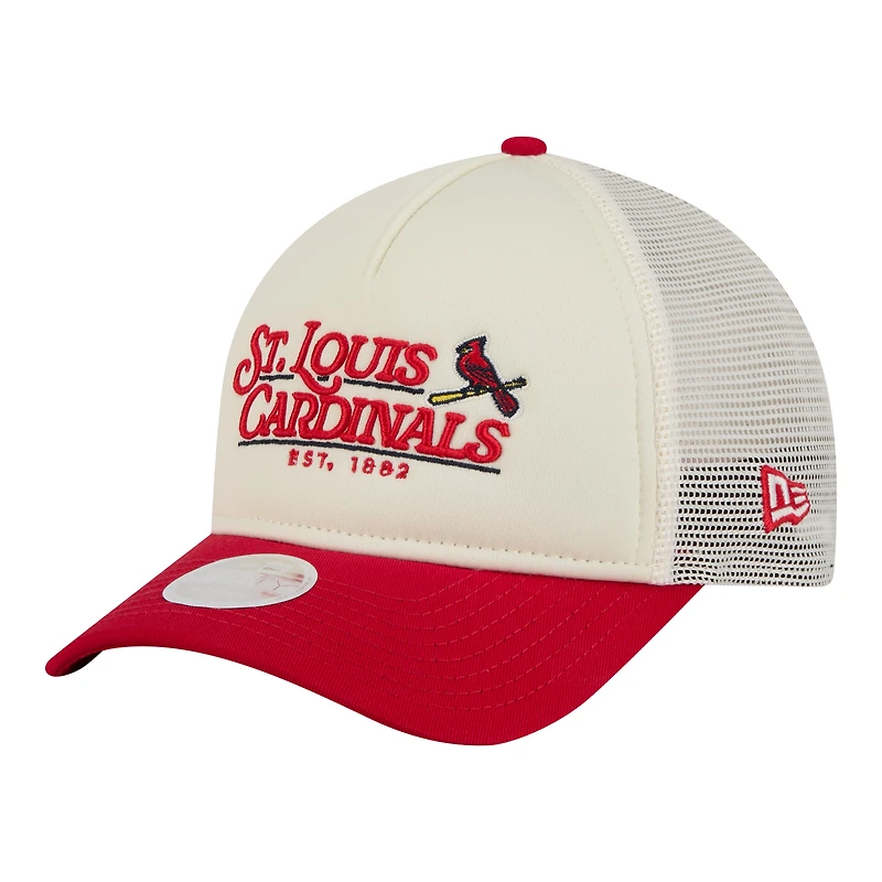 Casquette trucker ajustable New Era pour femme, beige clair/rouge, St. Louis Cardinals Retro 9FORTY M-Crown A-Frame