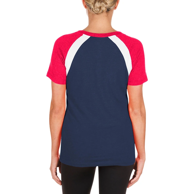 Women's New Era Navy St. Louis Cardinals Heathered Raglan V-Neck T-Shirt