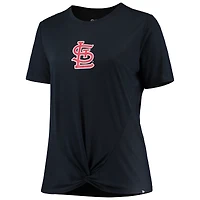 Women's New Era Navy St. Louis Cardinals Plus 2-Hit Front Knot T-Shirt