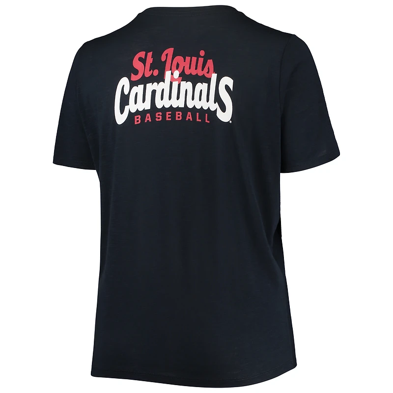 Women's New Era Navy St. Louis Cardinals Plus 2-Hit Front Knot T-Shirt
