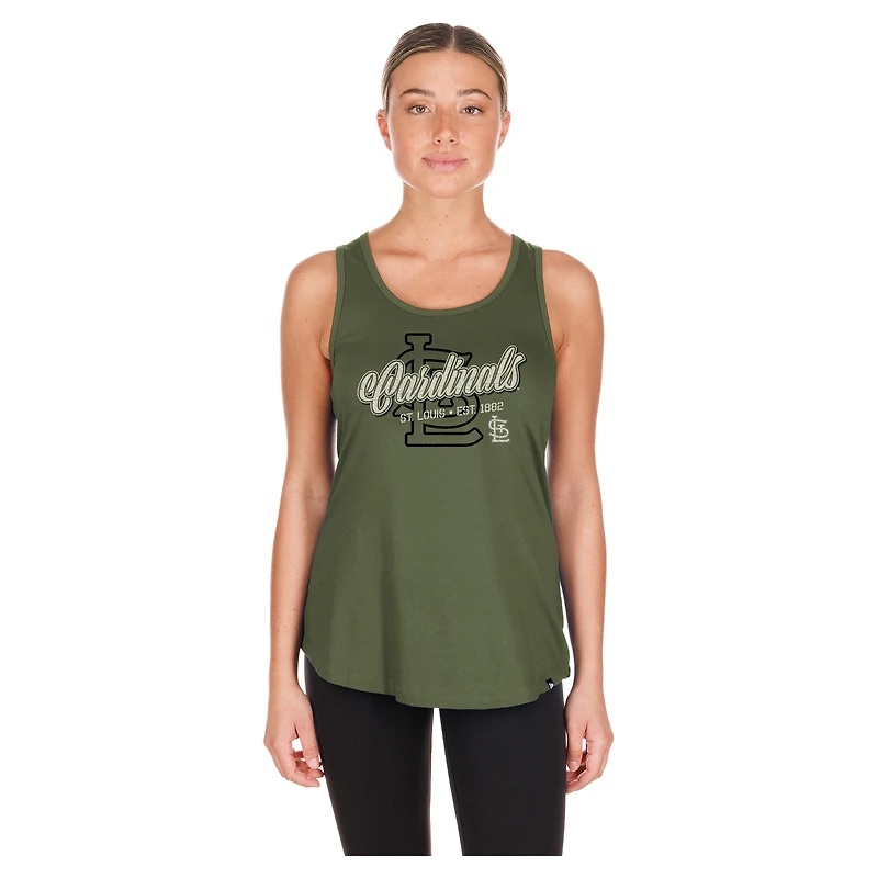Women's New Era Olive St. Louis Cardinals 2026 Armed Forces Day Tank Top