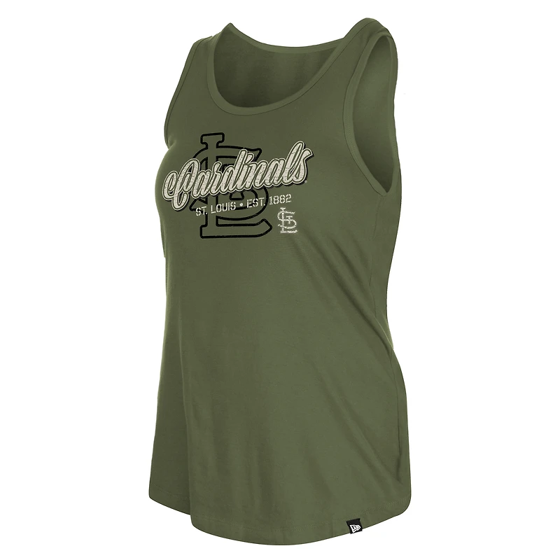 Women's New Era Olive St. Louis Cardinals 2026 Armed Forces Day Tank Top