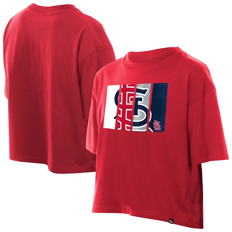 T-shirt New Era rouge pour femme avec logo en aluminium des Cardinals de Saint-Louis