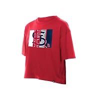T-shirt New Era rouge pour femme avec logo en aluminium des Cardinals de Saint-Louis
