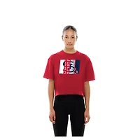 T-shirt New Era rouge pour femme avec logo en aluminium des Cardinals de Saint-Louis