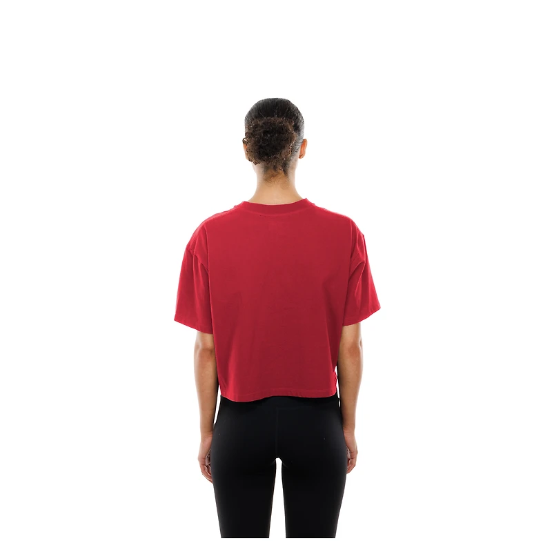 T-shirt New Era rouge pour femme avec logo en aluminium des Cardinals de Saint-Louis