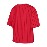 T-shirt boxy à fines rayures rouge St. Louis Cardinals New Era pour femme