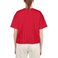 T-shirt boxy à fines rayures rouge St. Louis Cardinals New Era pour femme
