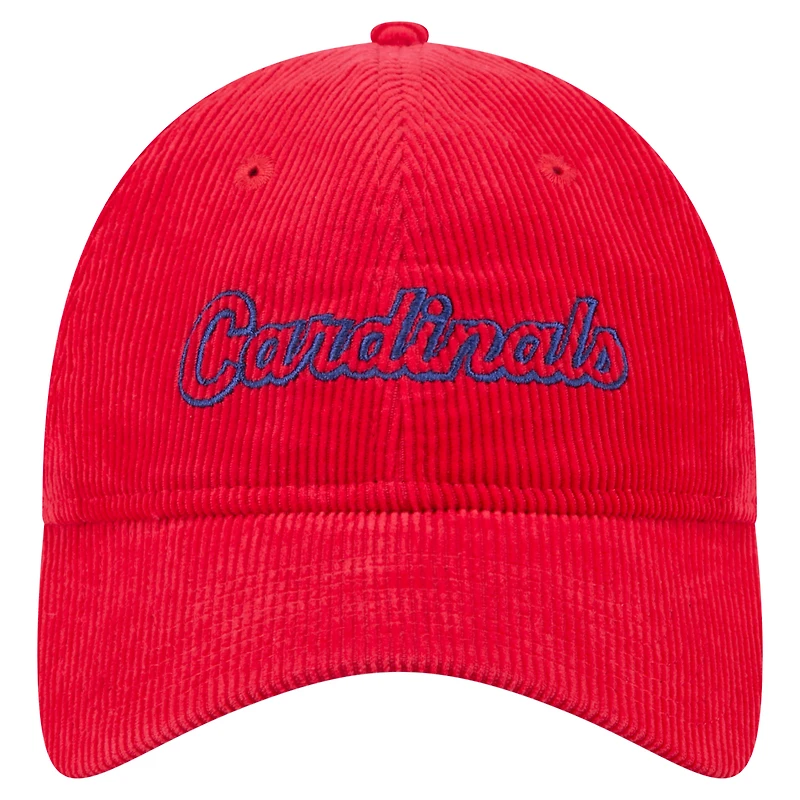 Casquette ajustable en velours côtelé 9TWENTY rouge St. Louis Cardinals de New Era pour femme