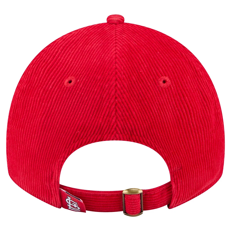 Casquette ajustable en velours côtelé 9TWENTY rouge St. Louis Cardinals de New Era pour femme