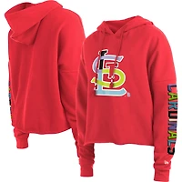 Women's New Era Red St. Louis Cardinals Fashion High Hip Pullover Hoodie
