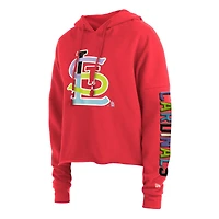 Women's New Era Red St. Louis Cardinals Fashion High Hip Pullover Hoodie