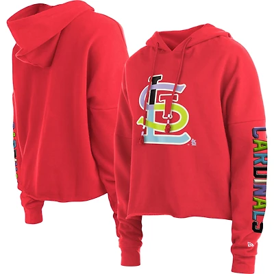 Women's New Era Red St. Louis Cardinals Fashion High Hip Pullover Hoodie