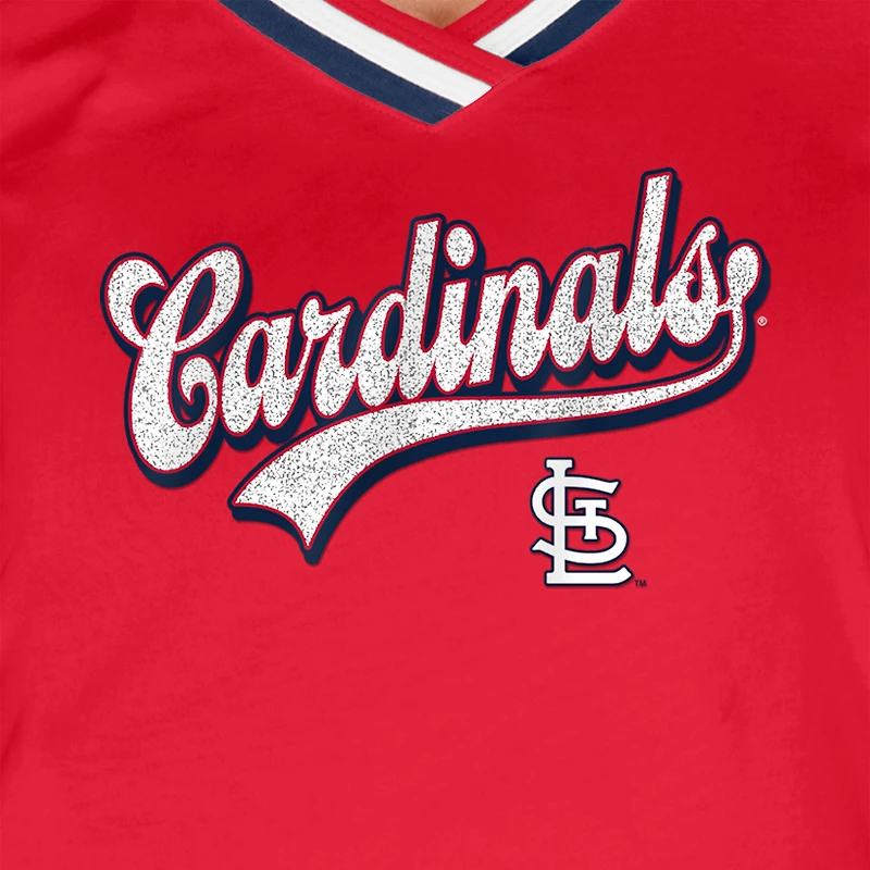 T-shirt à col en V raglan Gameday rouge des Cardinals de St. Louis pour femme New Era