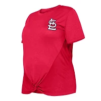 T-shirt New Era pour femme rouge St. Louis Cardinals taille plus à deux coups avec nœud sur le devant