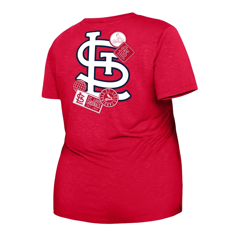 T-shirt New Era pour femme rouge St. Louis Cardinals taille plus à deux coups avec nœud sur le devant