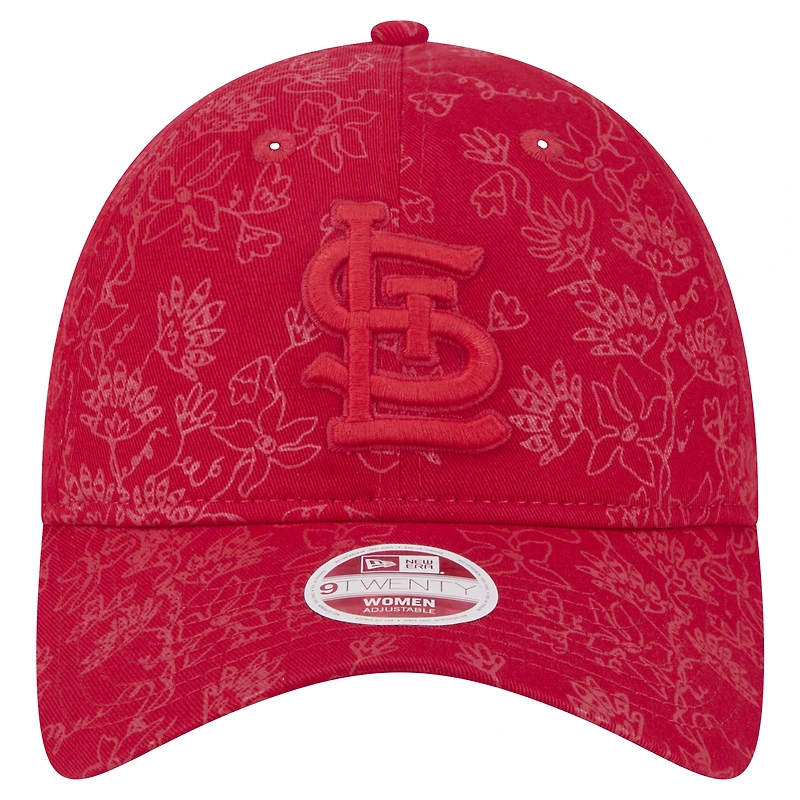 Casquette ajustable 9TWENTY à motif floral ton sur ton pour femme des Cardinals de St. Louis de New Era